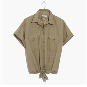 Madewell Embroidered Tie-Front Safari Shirt